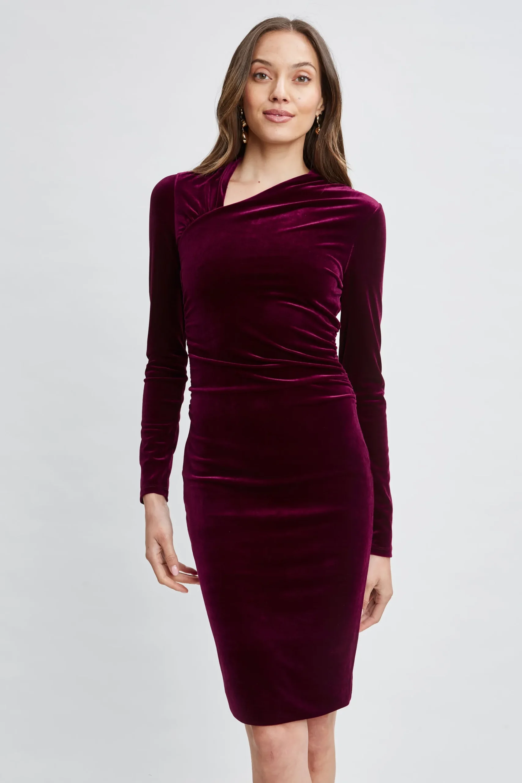 asymmetric_ruched_velvet__1.webp Elie Tahari Dresses & Jumpsuits | Suiting-Asymmetric Ruched Velvet Dress
