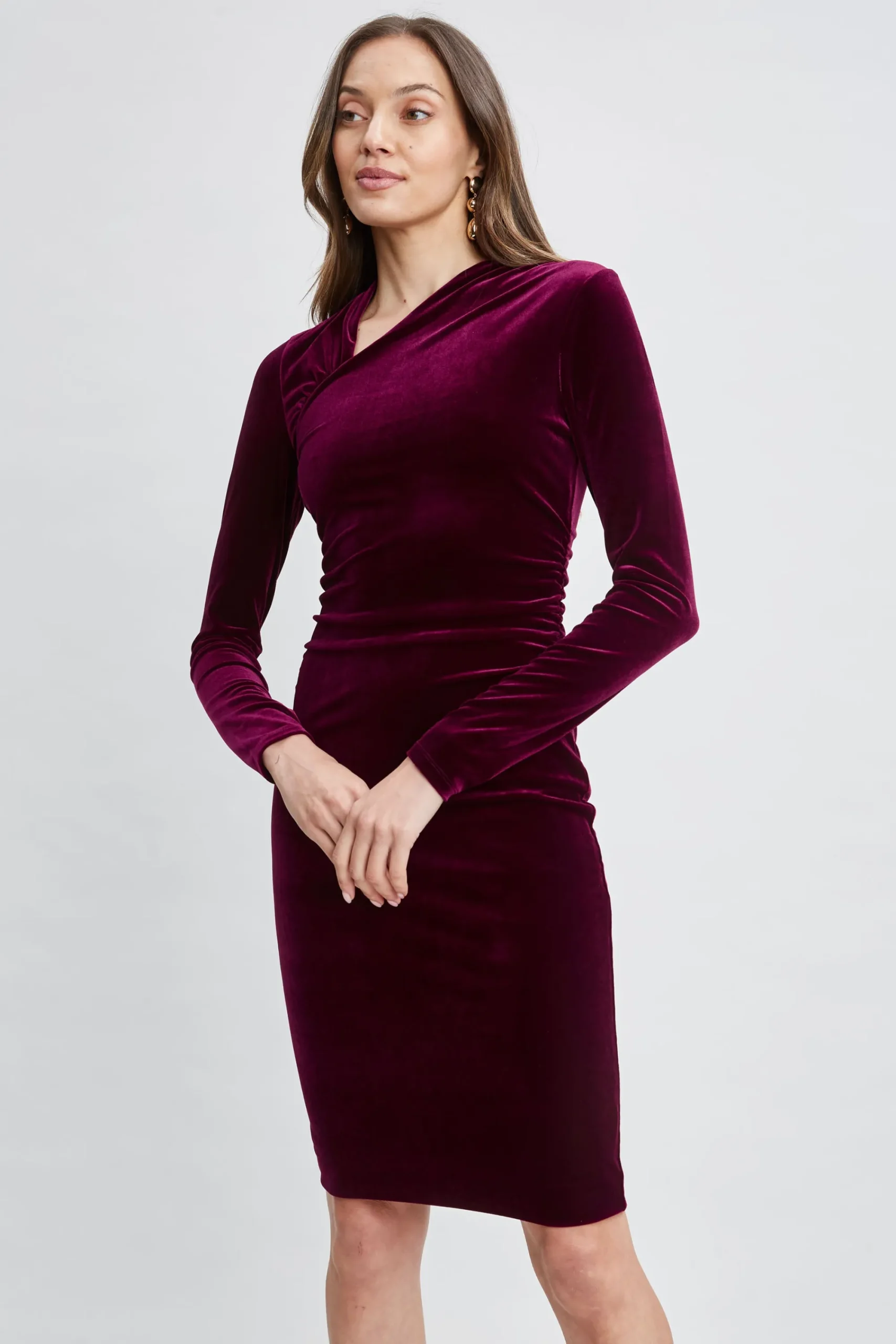 asymmetric_ruched_velvet__2.webp Elie Tahari Dresses & Jumpsuits | Suiting-Asymmetric Ruched Velvet Dress