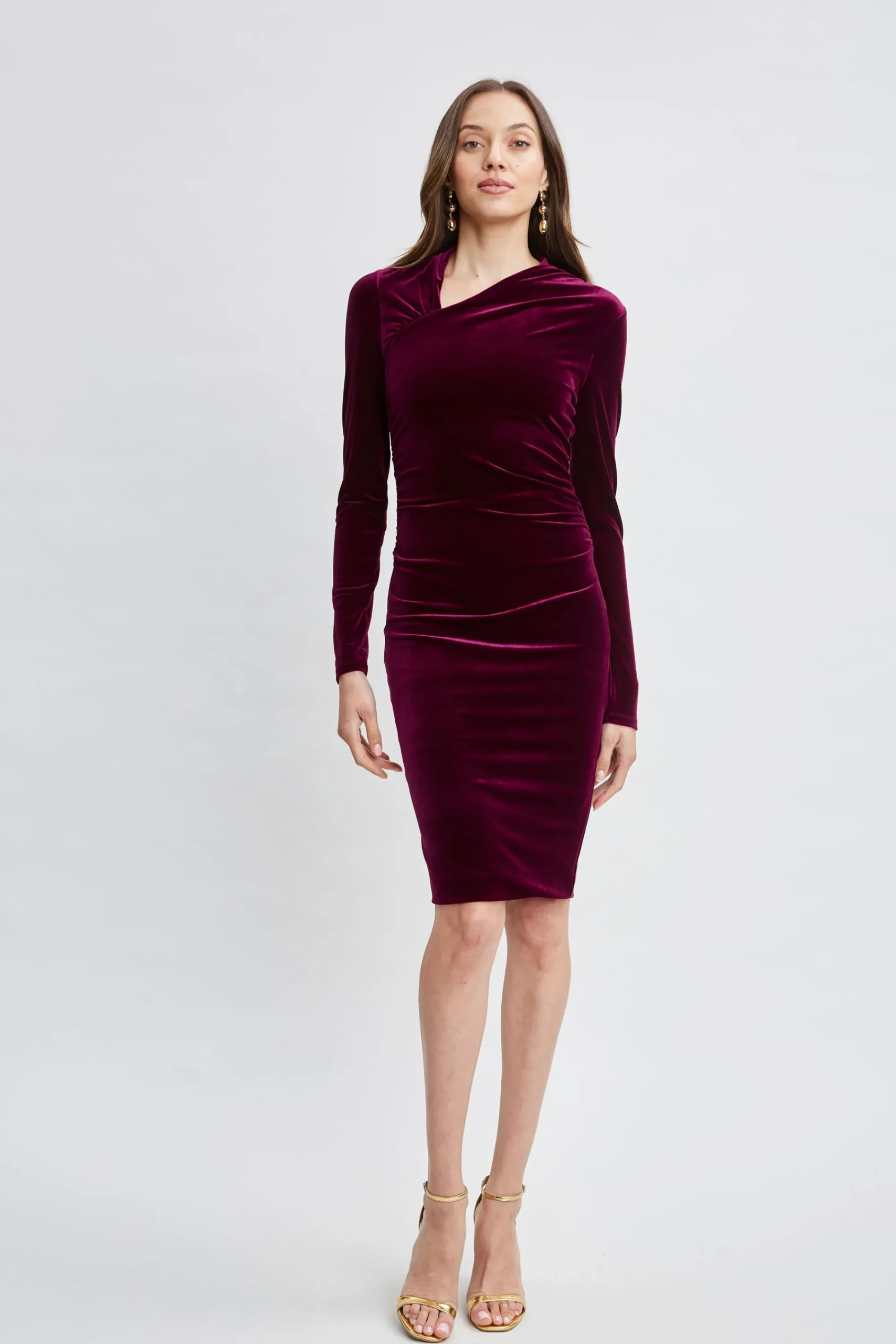 asymmetric_ruched_velvet__4.webp Elie Tahari Dresses & Jumpsuits | Suiting-Asymmetric Ruched Velvet Dress