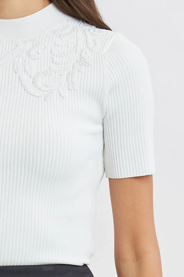 Elie Tahari Tops & Sweaters | Suiting-Beaded Rib Sweater