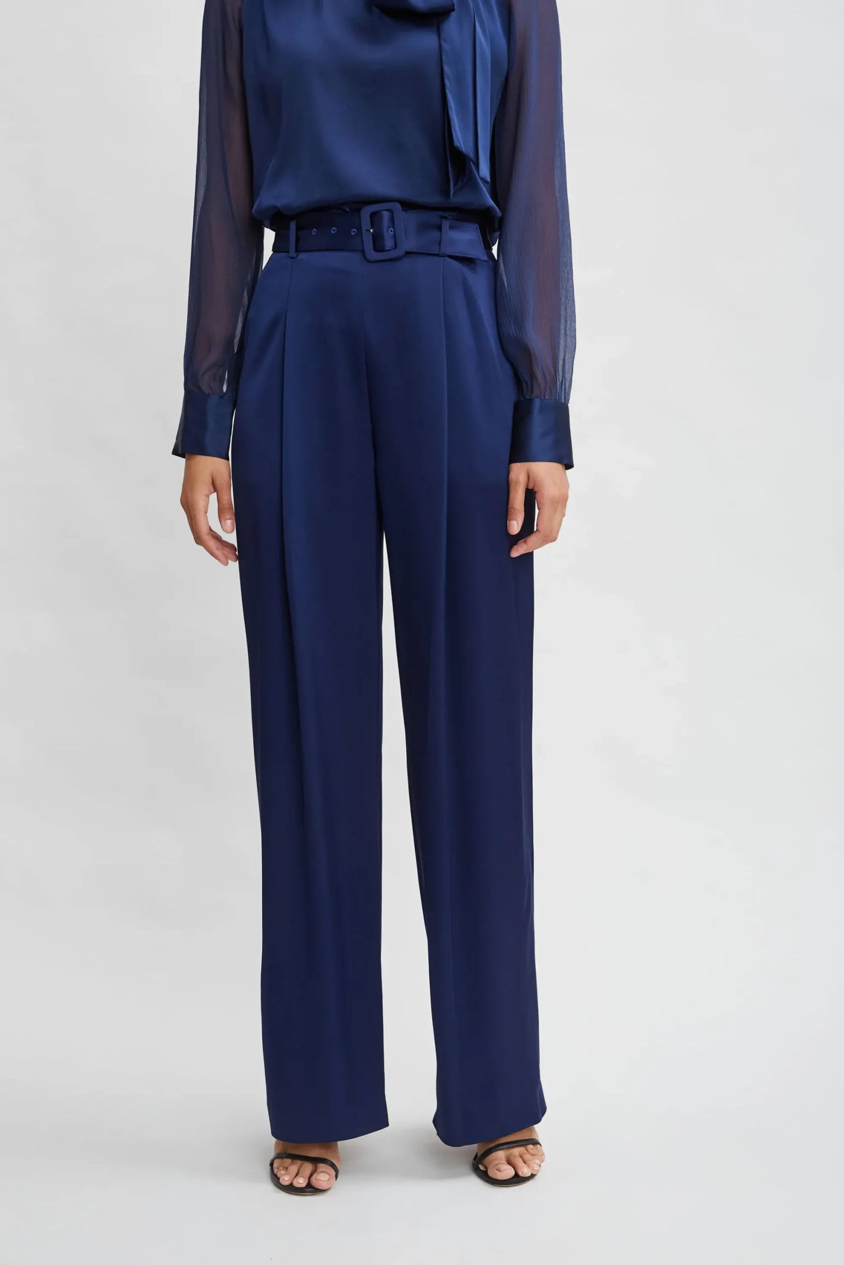 belted_satin_pleated_pant_0.webp Elie Tahari Bottoms-Belted Satin Pleated Pant