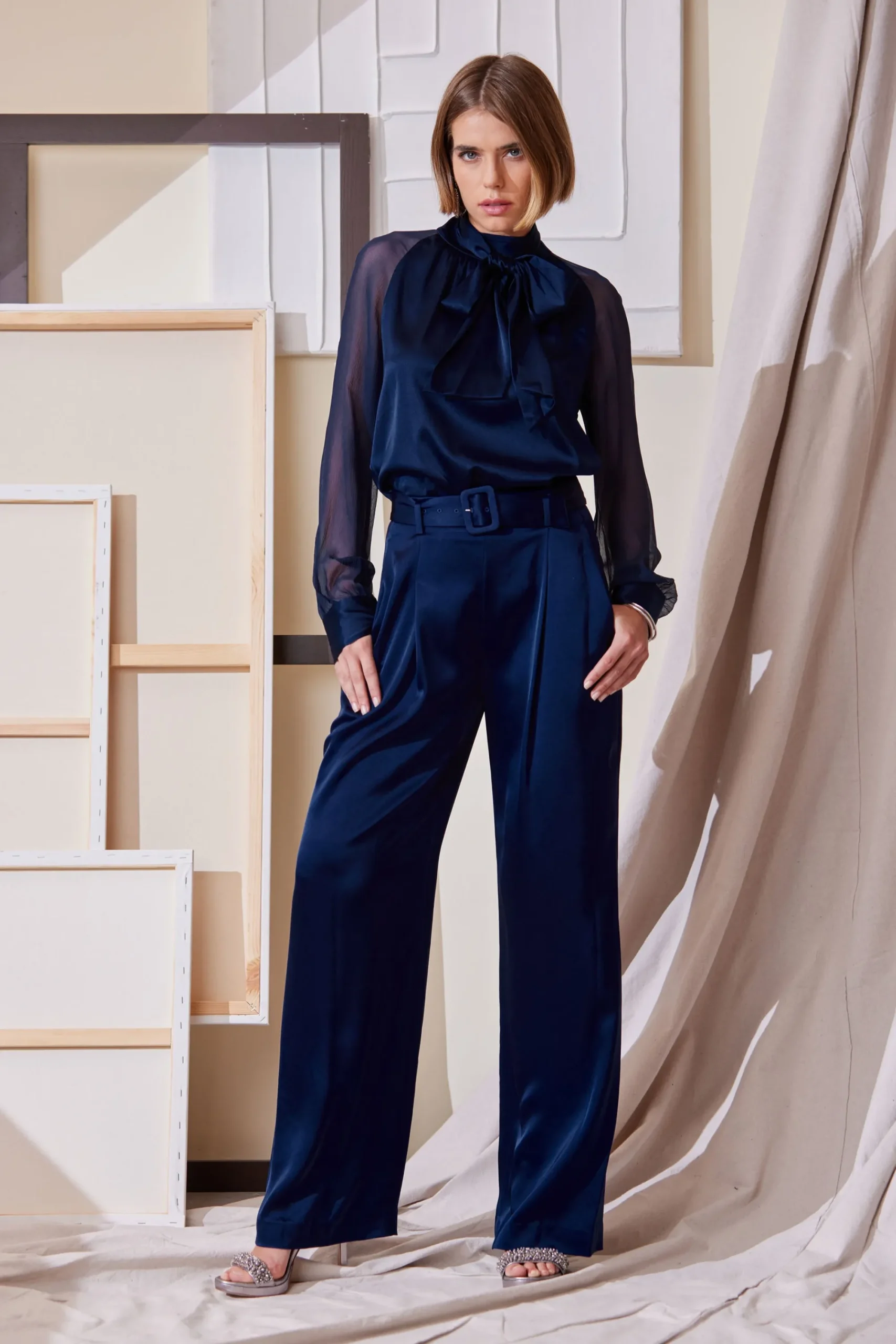 belted_satin_pleated_pant_1.webp Elie Tahari Bottoms-Belted Satin Pleated Pant