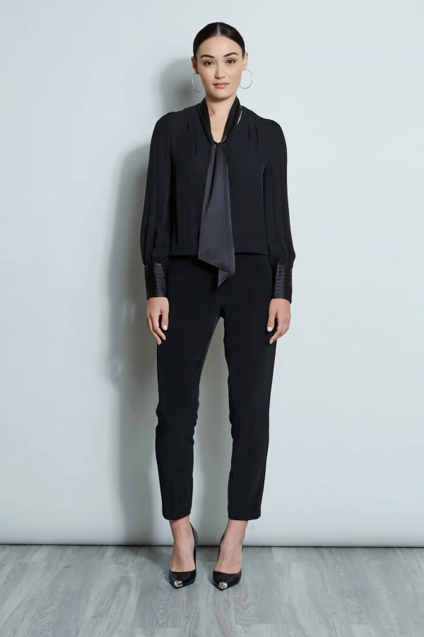 Elie Tahari Tops & Sweaters-Blouson Satin Tie Shirt