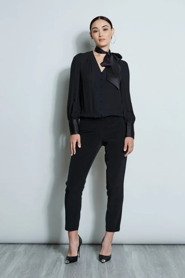 Elie Tahari Tops & Sweaters-Blouson Satin Tie Shirt