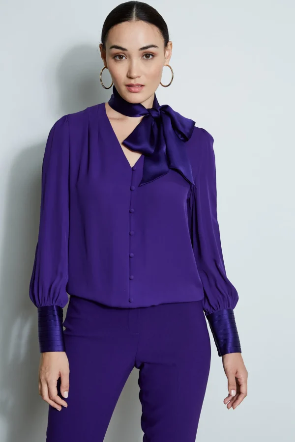 Elie Tahari Tops & Sweaters-Blouson Satin Tie Shirt