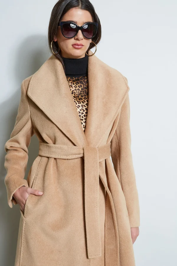 Elie Tahari Coats-Brushed Wrap Maxi Coat