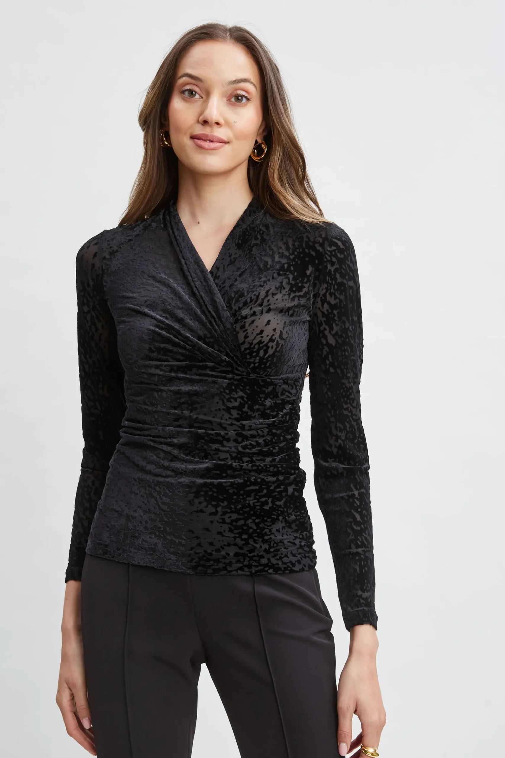 burnout_velvet_ruched_kni_0.webp Elie Tahari Tops & Sweaters-Burnout Velvet Ruched Knit