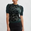 Elie Tahari Tops & Sweaters-Burnout Velvet Short Sleeve Sweater