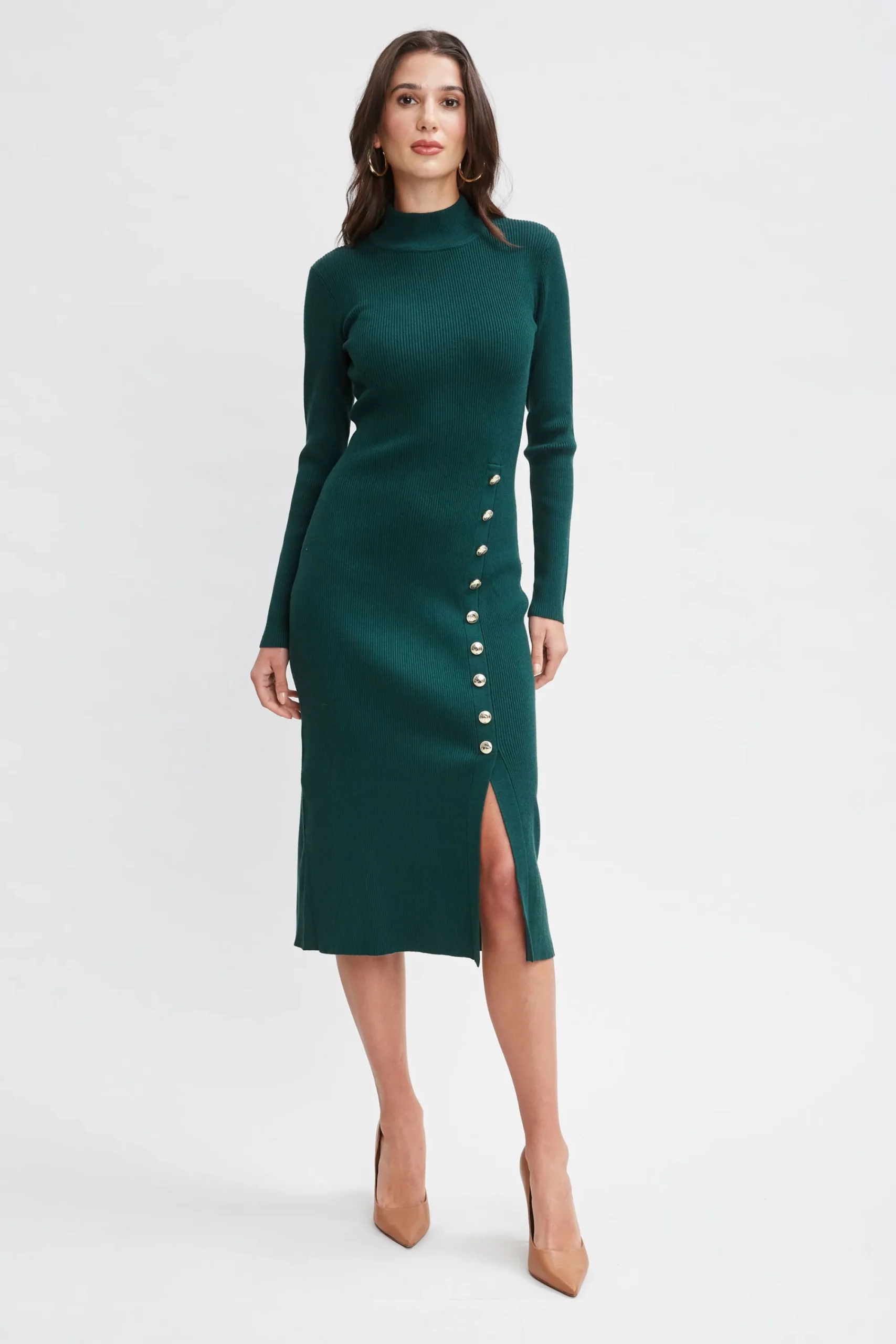 button_sweater_dress_0.webp Elie Tahari Dresses & Jumpsuits | Long Sleeve Dresses-Button Sweater Dress