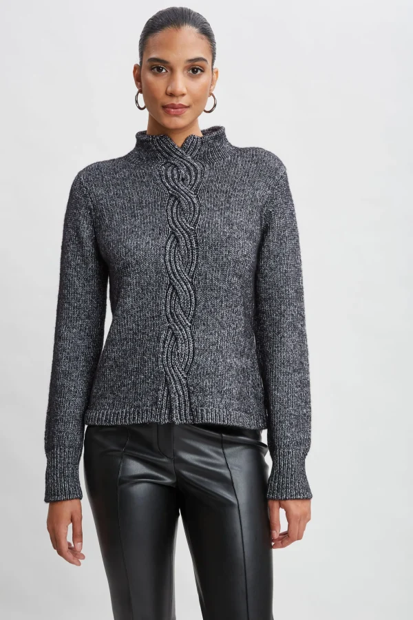 Elie Tahari Tops & Sweaters-Cable Front Cotton Merino Sweater