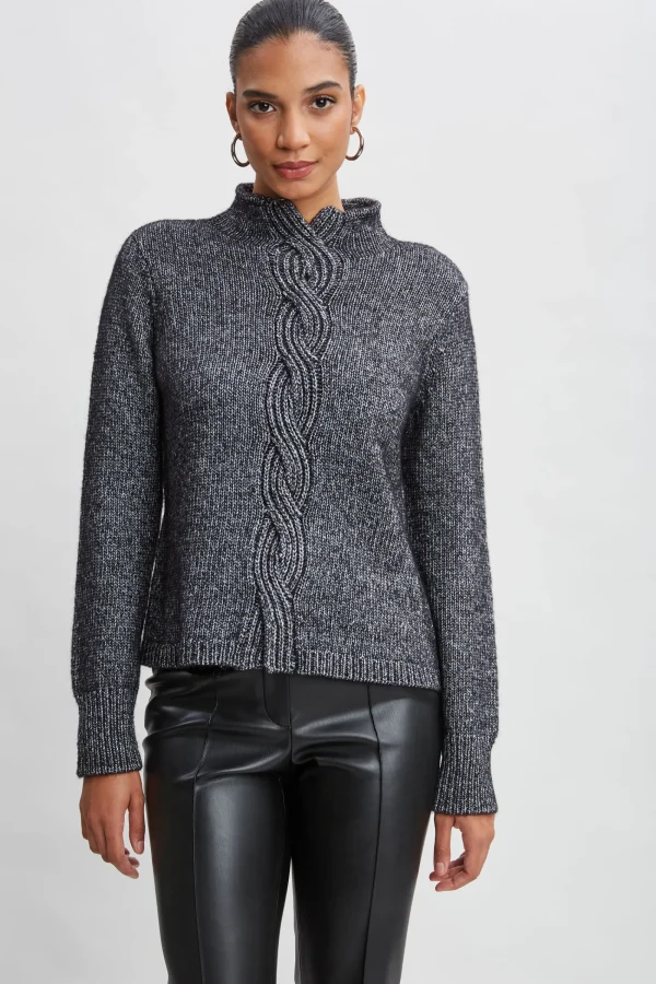 Elie Tahari Tops & Sweaters-Cable Front Cotton Merino Sweater