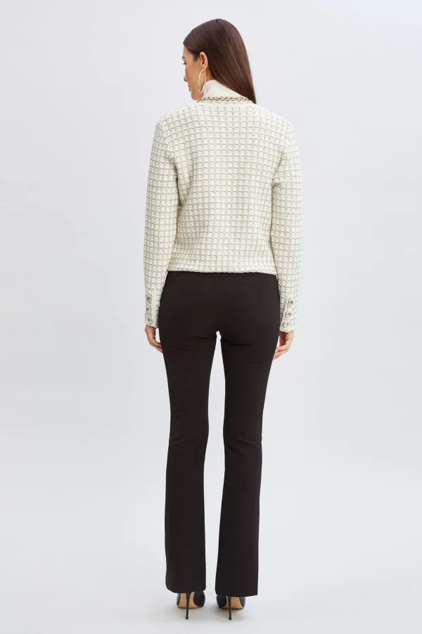 Elie Tahari Tops & Sweaters | Suiting-Chain Trim Metallic Cardigan