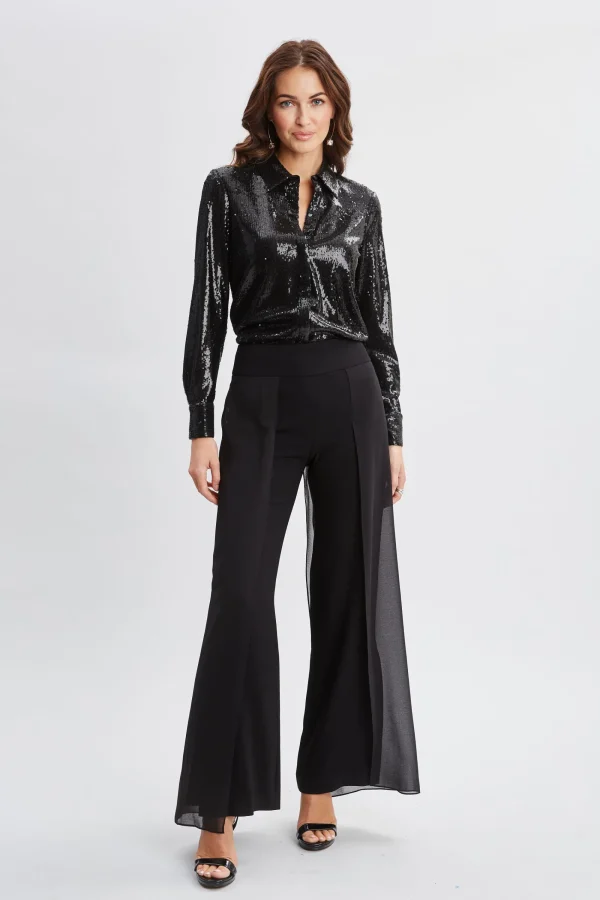 Elie Tahari Bottoms-Chiffon Panel Pant