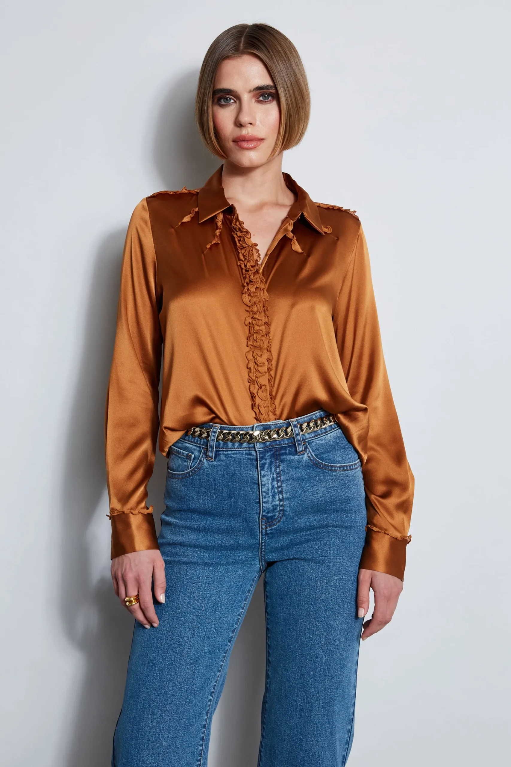 chiffon_ruffle_silk_satin_0-2.webp Elie Tahari Tops & Sweaters-Chiffon Ruffle Silk Satin Shirt