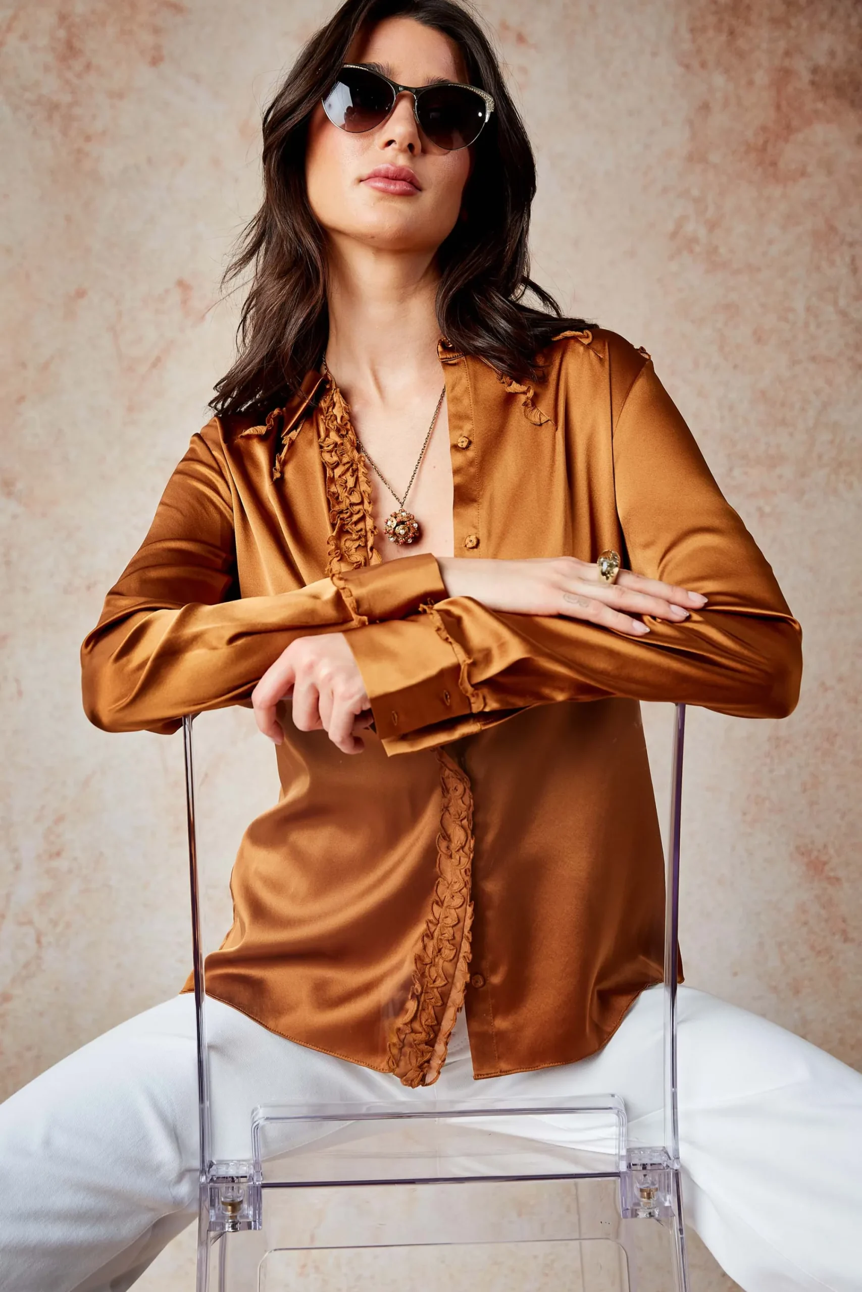 chiffon_ruffle_silk_satin_1-2.webp Elie Tahari Tops & Sweaters-Chiffon Ruffle Silk Satin Shirt