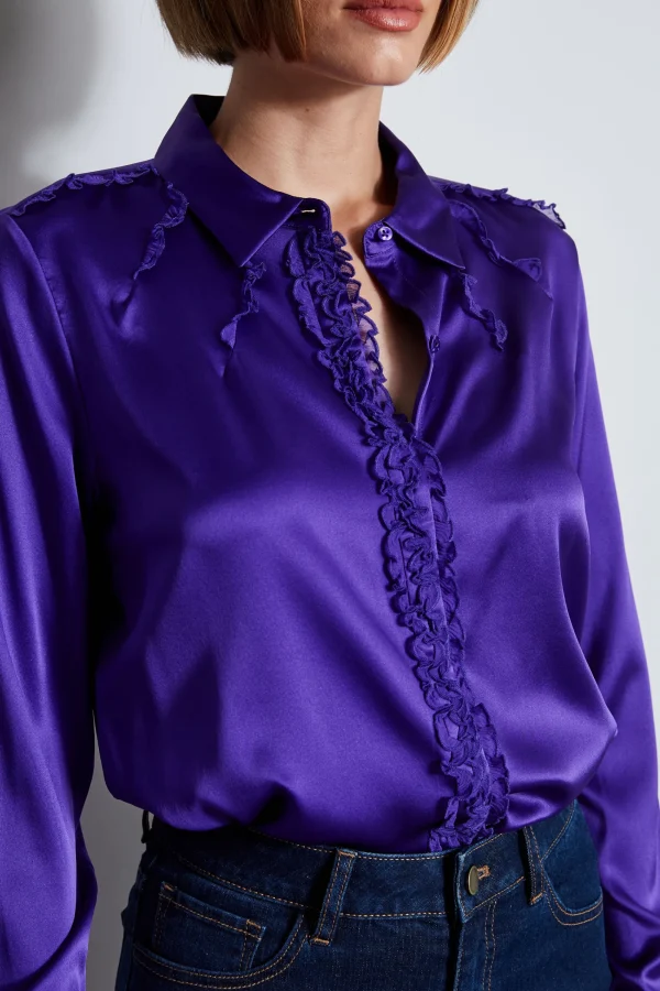 Elie Tahari Tops & Sweaters-Chiffon Ruffle Silk Satin Shirt