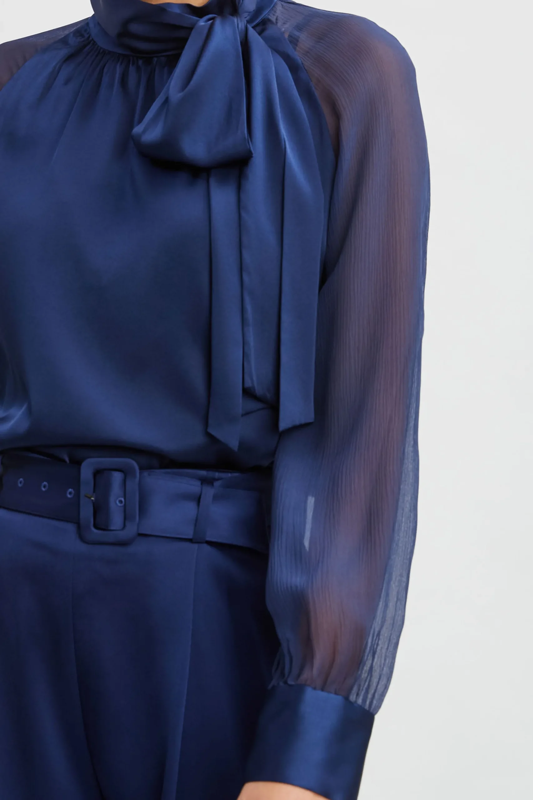 chiffon_sleeve_silk_satin_5-1.webp Elie Tahari Tops & Sweaters-Chiffon Sleeve Silk Satin Tie Shirt