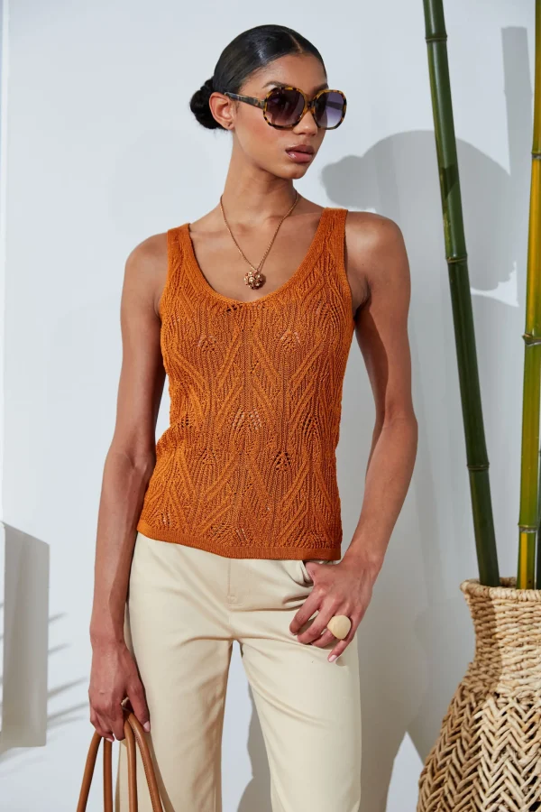 Elie Tahari Tops & Sweaters-Cotton Crochet V-Neck Sweater