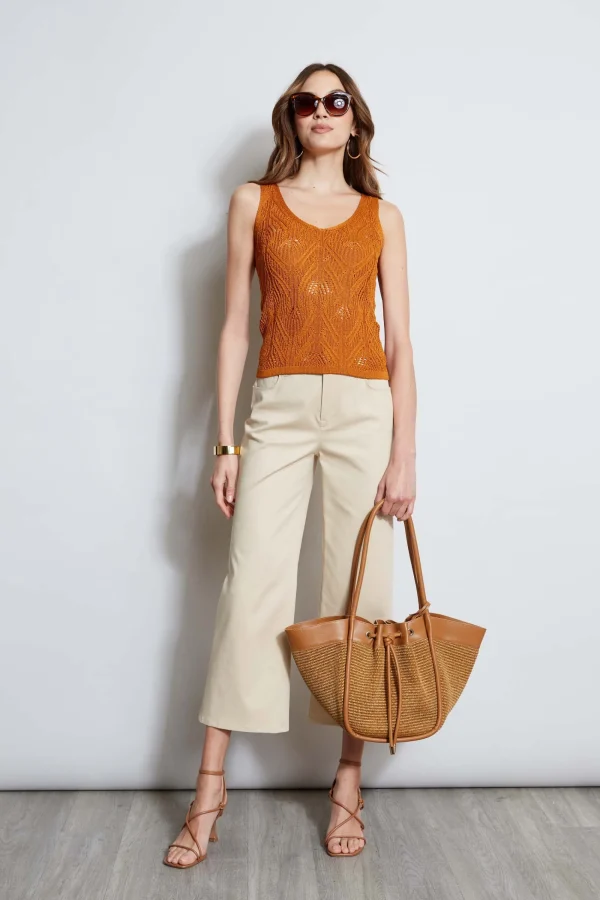 Elie Tahari Tops & Sweaters-Cotton Crochet V-Neck Sweater