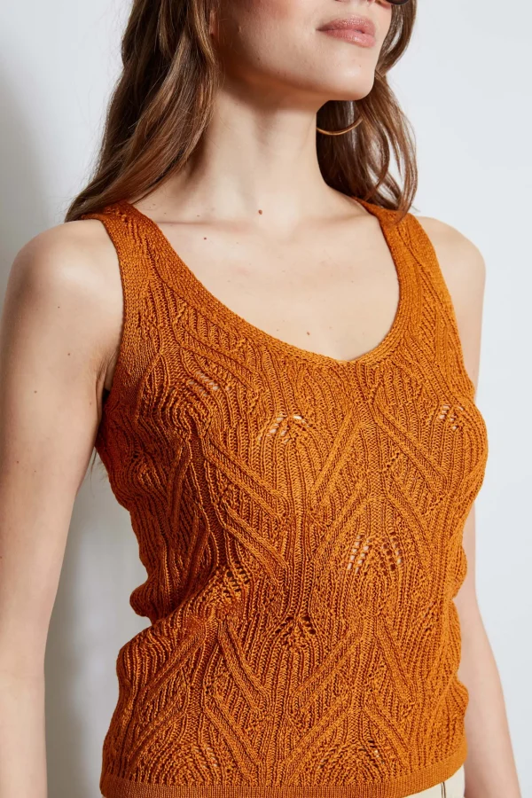 Elie Tahari Tops & Sweaters-Cotton Crochet V-Neck Sweater