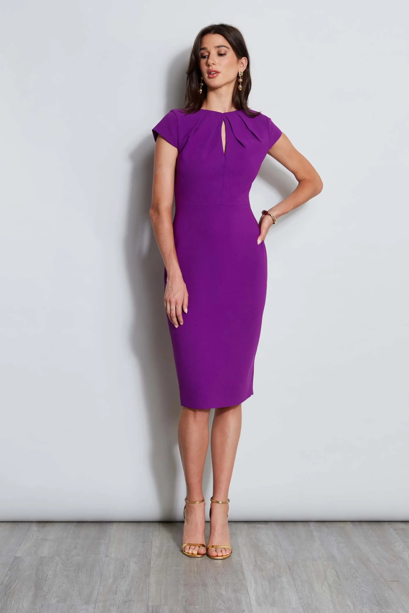 crepe_keyhole_dart_dress_5.webp Elie Tahari Dresses & Jumpsuits | Short Sleeve Dresses-Crepe Keyhole Dart Dress