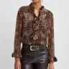 Elie Tahari Tops & Sweaters-Crinkle Chiffon Safari Blouson Shirt