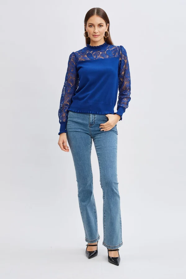 Elie Tahari Tops & Sweaters-Crochet Long Sleeve Sweater