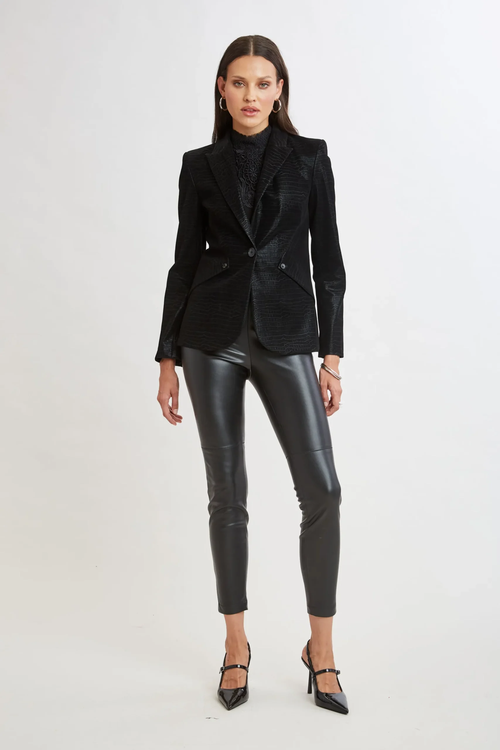 croco_embossed_vegan_leat_3-3.webp Elie Tahari Jackets & Blazers | Suiting-Croco Embossed Vegan Leather Panel Blazer
