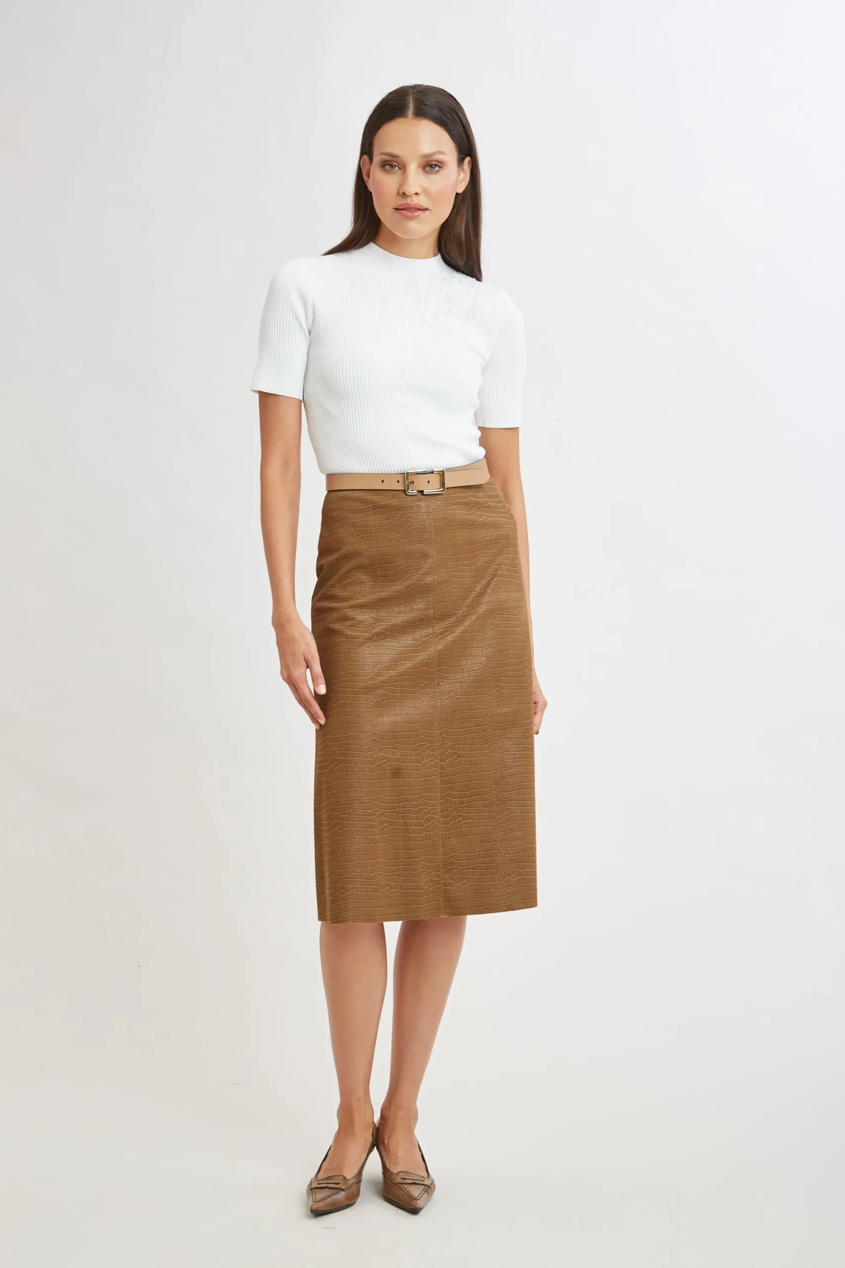 croco_embossed_vegan_leat_3-4.webp Elie Tahari Bottoms | Suiting-Croco Embossed Vegan Leather Midi Skirt
