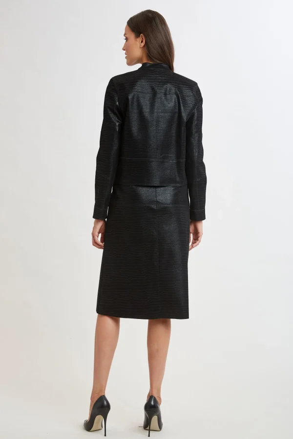 Elie Tahari Jackets & Blazers | Suiting-Croco Embossed Vegan Leather Motto Jacket