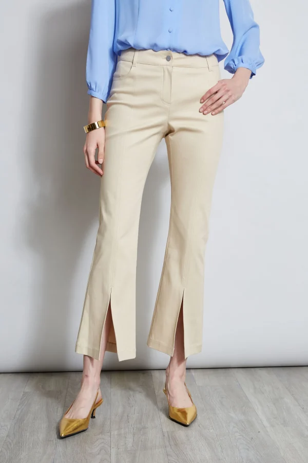 Elie Tahari Bottoms-Cropped Denim Canvas Slit Pant