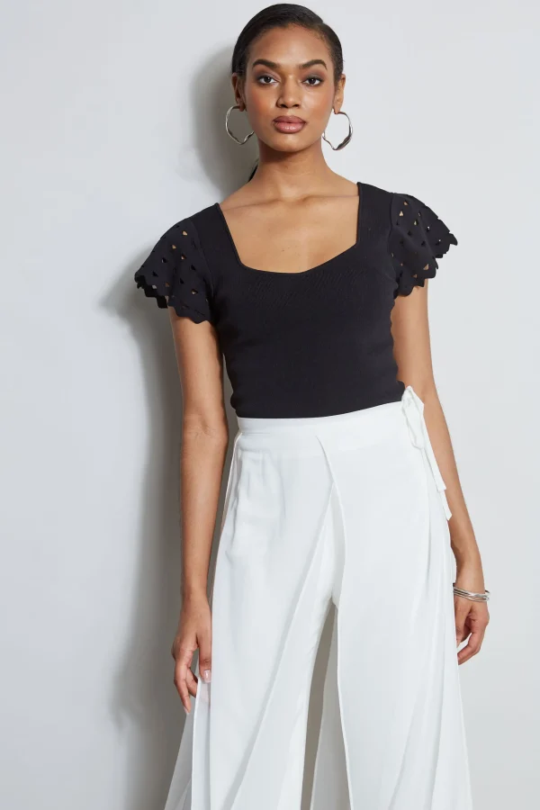 Elie Tahari Tops & Sweaters-Cut Out Flutter Sleeve Sweater
