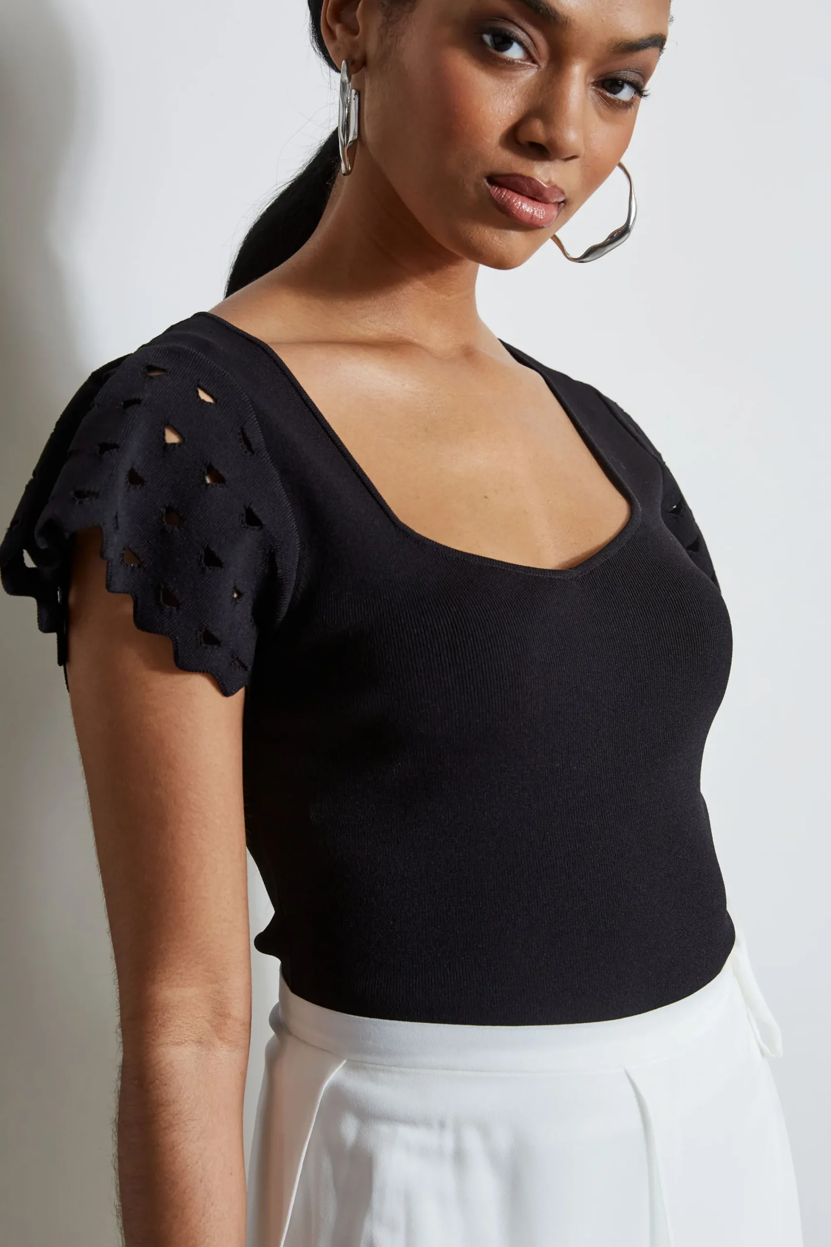 cut_out_flutter_sleeve_sw_3.webp Elie Tahari Tops & Sweaters-Cut Out Flutter Sleeve Sweater