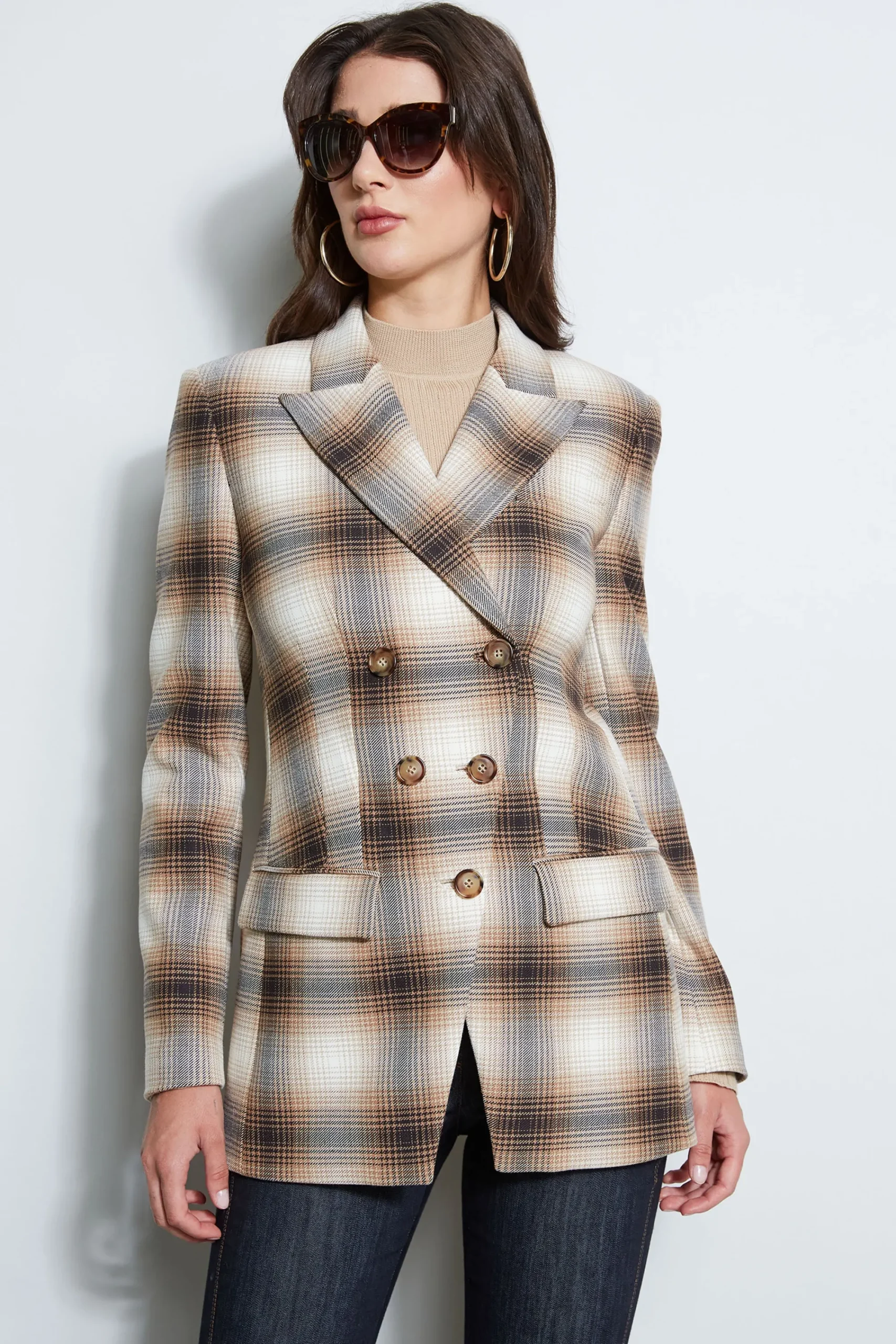 double_breasted_ombre_pla_0.webp Elie Tahari Jackets & Blazers-Double Breasted Ombre Plaid Blazer
