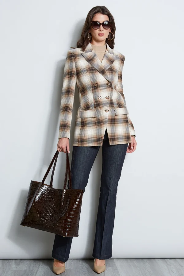 Elie Tahari Jackets & Blazers-Double Breasted Ombre Plaid Blazer