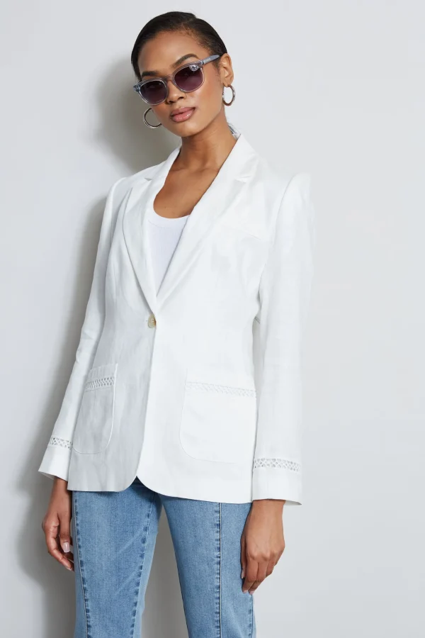 Elie Tahari Jackets & Blazers-Embroidered Linen Blazer