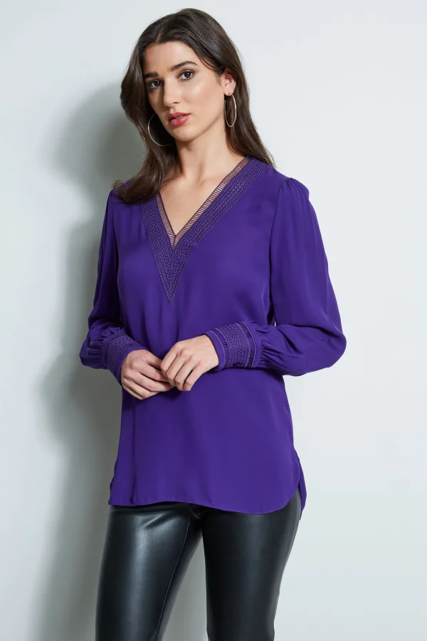 Elie Tahari Tops & Sweaters-Embroidered Silk Shirt
