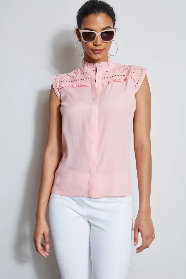Elie Tahari Tops & Sweaters-Embroidered Sleeveless Shirt
