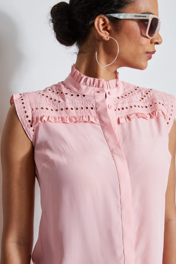 Elie Tahari Tops & Sweaters-Embroidered Sleeveless Shirt