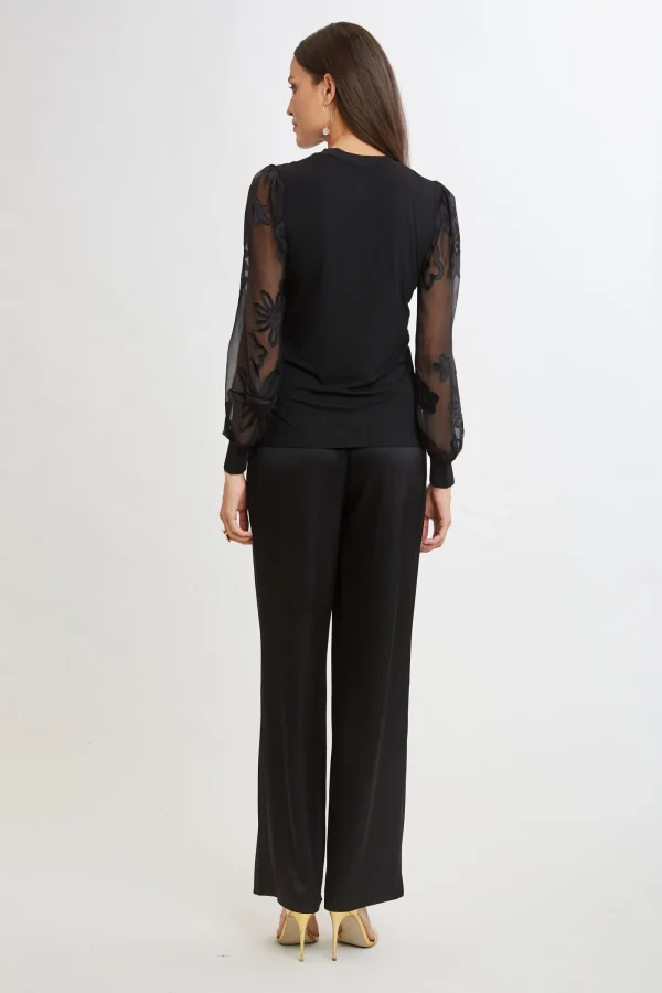 Elie Tahari Tops & Sweaters-Floral Satin Burnout Combo Knit