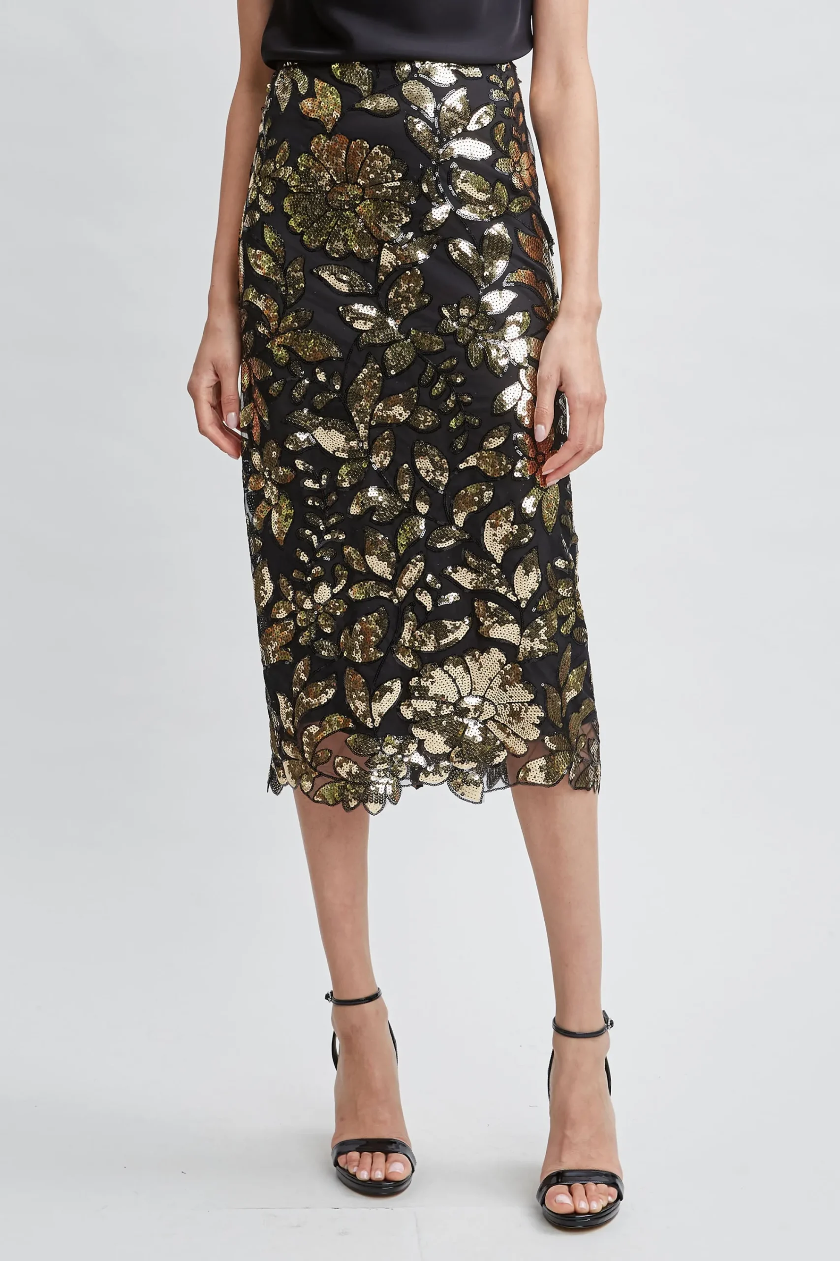 floral_sequin_midi_skirt_0.webp Elie Tahari Bottoms-Floral Sequin Midi Skirt