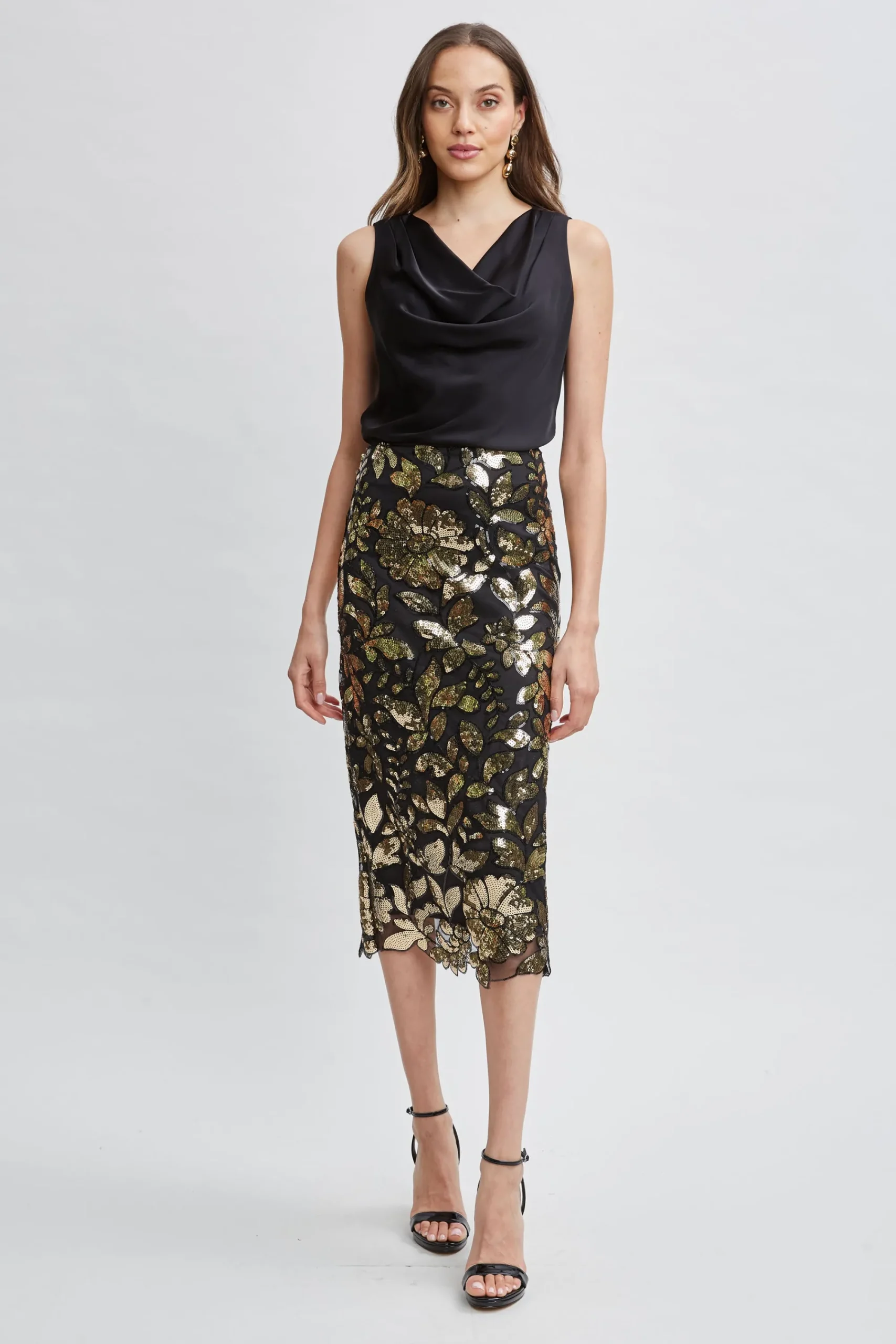 floral_sequin_midi_skirt_1.webp Elie Tahari Bottoms-Floral Sequin Midi Skirt