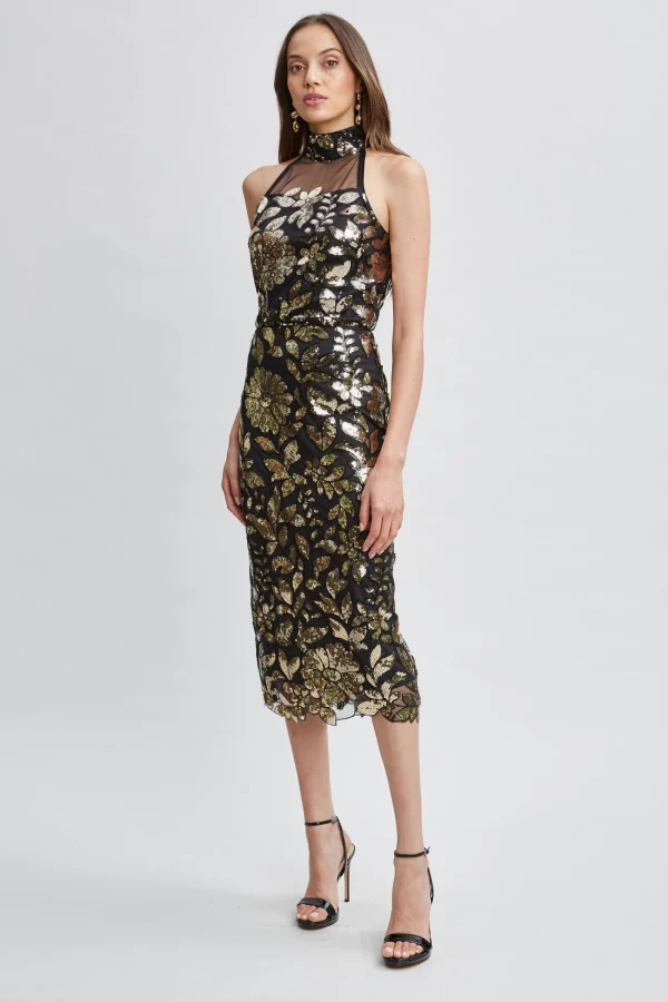Elie Tahari Bottoms-Floral Sequin Midi Skirt
