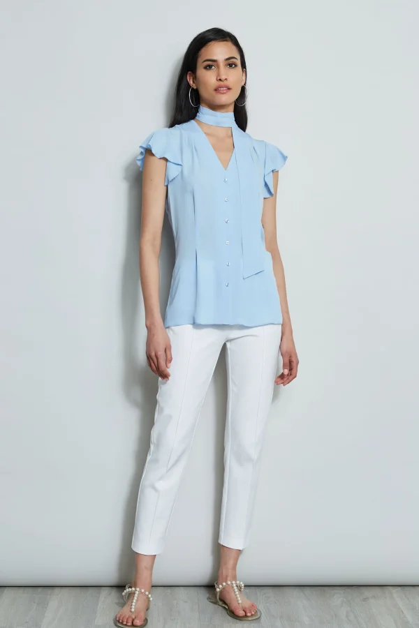 Elie Tahari Tops & Sweaters-Flutter Sleeve Tie Shirt