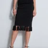 Elie Tahari Bottoms-Fringe Hem Knit Skirt