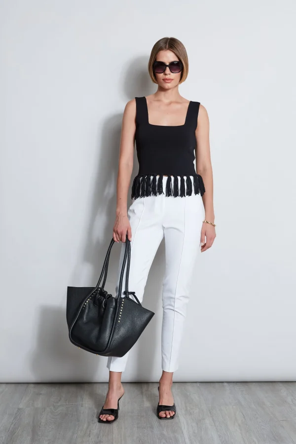 Elie Tahari Tops & Sweaters-Fringe Hem Knit Top