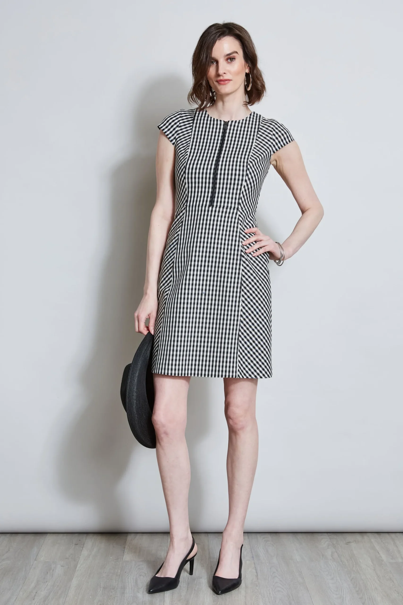 gingham_fit_amp_flare_dre_0.webp Elie Tahari Dresses & Jumpsuits | Short Sleeve Dresses-Gingham Fit & Flare Dress
