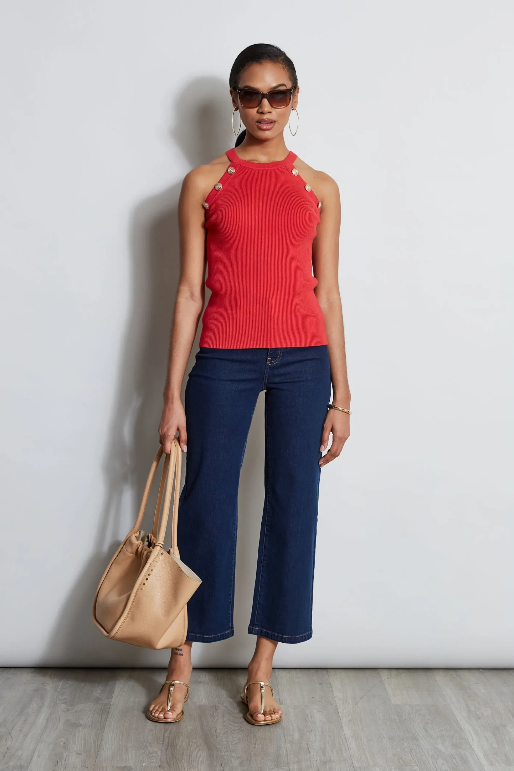 halter_button_rib_tank_1-1.webp Elie Tahari Tops & Sweaters-Halter Button Rib Tank