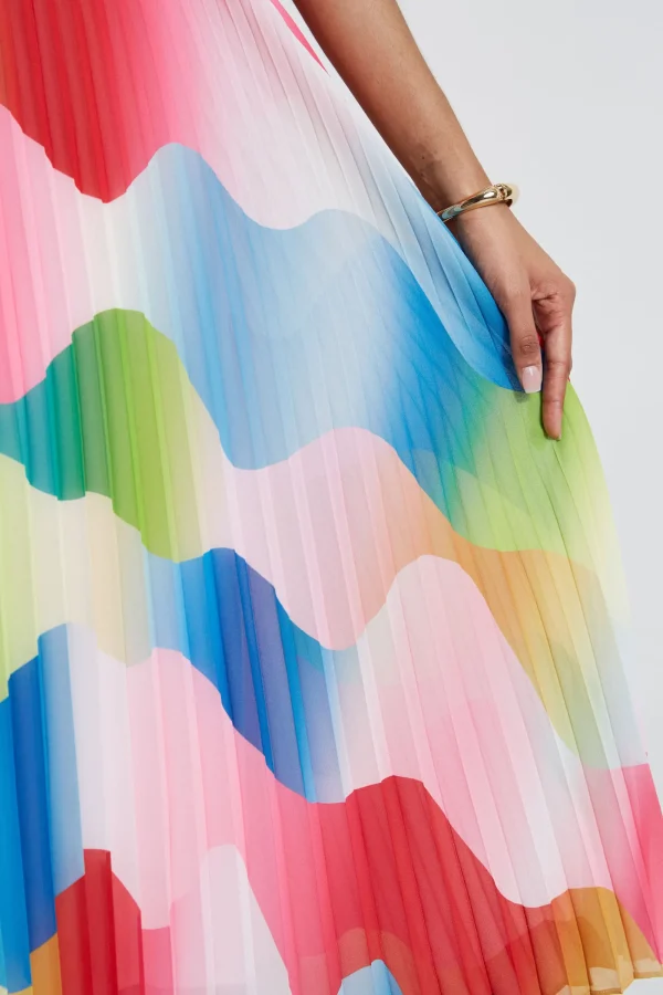 Elie Tahari Dresses & Jumpsuits | Midi Dresses-Halter Pleated Print Midi Dress