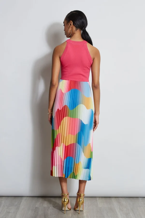 Elie Tahari Dresses & Jumpsuits | Midi Dresses-Halter Pleated Print Midi Dress